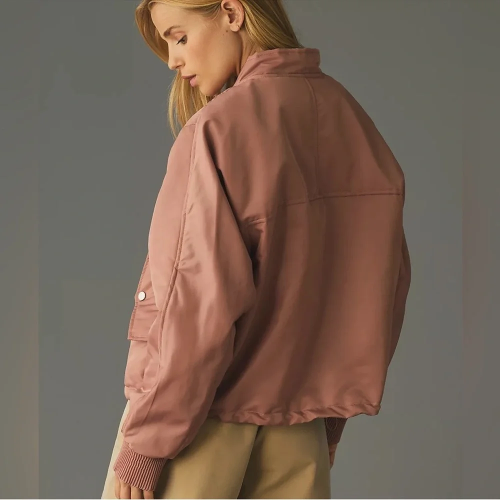 Anthropologie Dusty Pink Bomber Jacket Like New - Picture 3 of 6